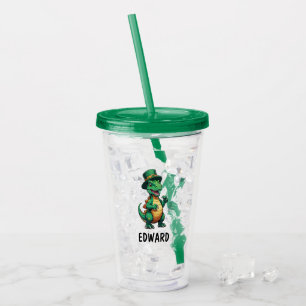 Grönt St patrick's day dinosaur Take Away Mugg