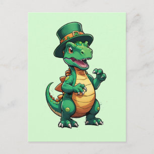 Grönt St patrick's day dinosaur Vykort