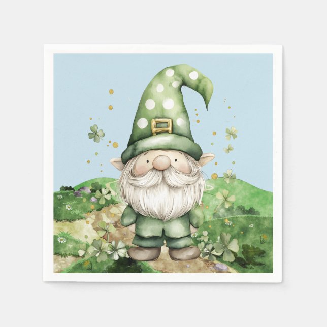 Grönt St. Patrick's Day Gnomes Pappersservett (Framsidan)