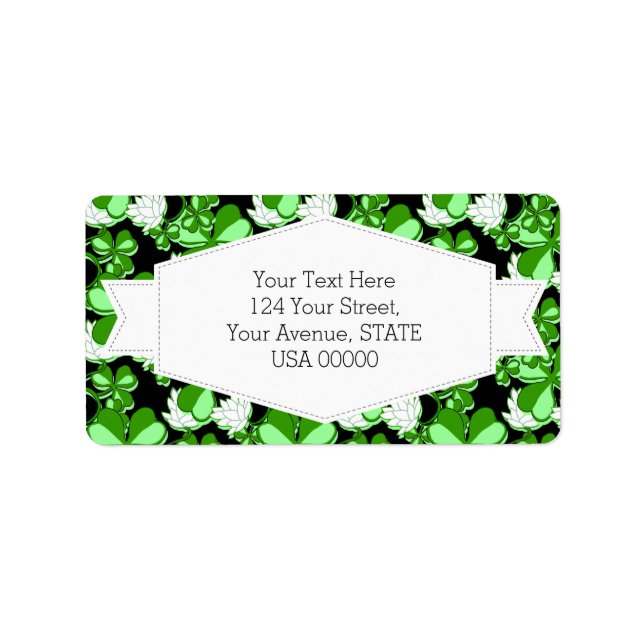 Grönt St. Patrick's Day Grönt Shamrock Ireland Adressetikett (Framsidan)