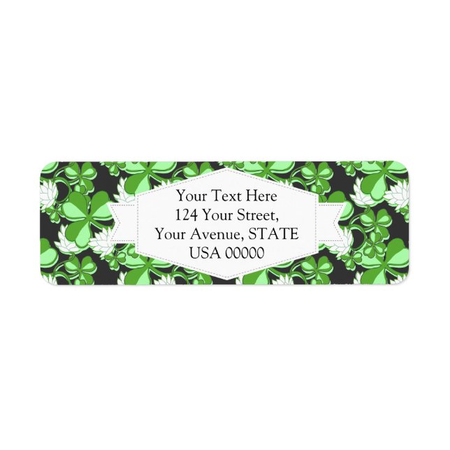Grönt St. Patrick's Day Grönt Shamrock Ireland Returadress Etikett (Framsidan)