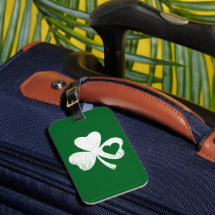 Grönt St patricks day Irish Pattys Heart Shamrock Bagagebricka