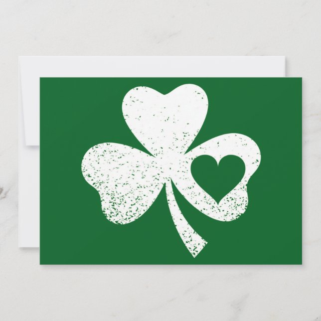 Grönt St patricks day Irish Pattys Heart Shamrock Inbjudningar (Framsida)