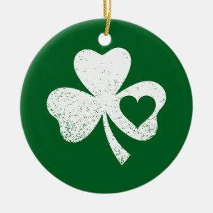 Grönt St patricks day Irish Pattys Heart Shamrock Julgransprydnad Keramik