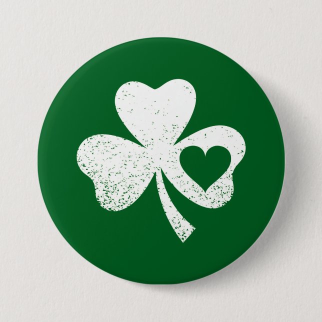 Grönt St patricks day Irish Pattys Heart Shamrock Knapp (Framsida)