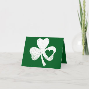 Grönt St patricks day Irish Pattys Heart Shamrock Kort
