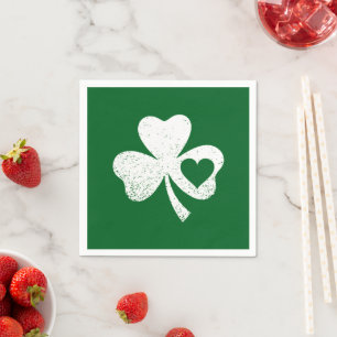 Grönt St patricks day Irish Pattys Heart Shamrock Pappersservett