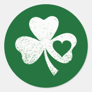 Grönt St patricks day Irish Pattys Heart Shamrock Runt Klistermärke