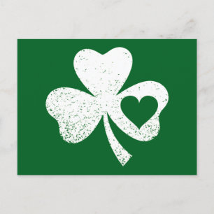 Grönt St patricks day Irish Pattys Heart Shamrock Vykort