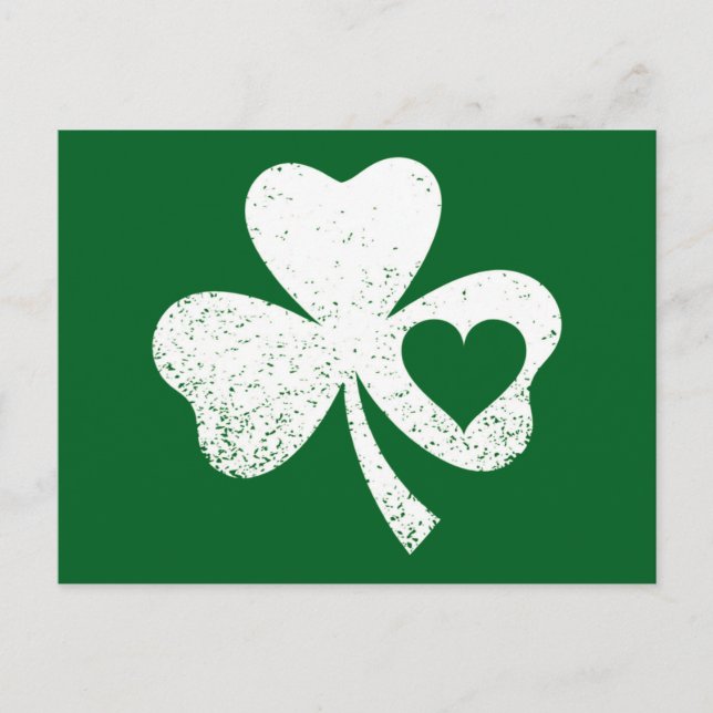 Grönt St patricks day Irish Pattys Heart Shamrock Vykort (Framsida)