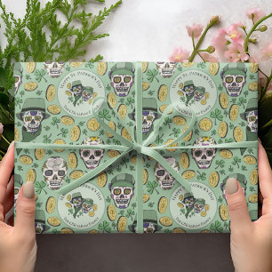 Grönt St patrick's day Irish Sugar Skull Anpassnin Presentpapper