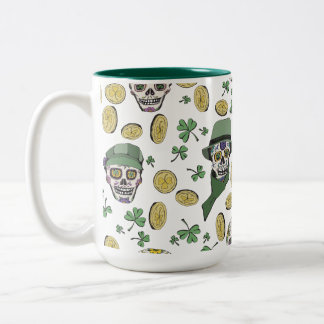 Grönt St patrick's day Irish Sugar Skull Anpassnin Två-Tonad Mugg