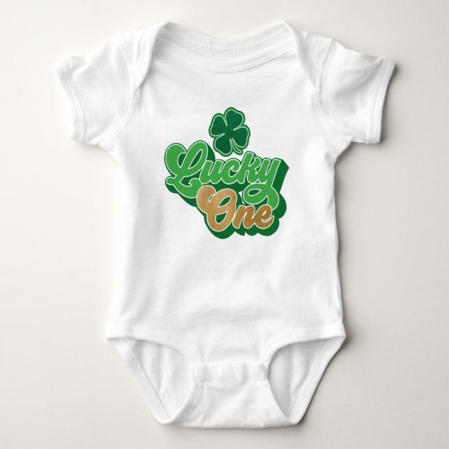 Grönt St. Patrick's Day Lucky One Baby Bodykostym T Shirt (Framsida)