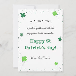 grönt st patrick's day modern klöver lustig tur julkort