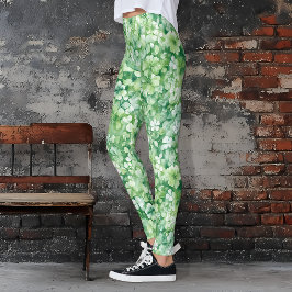 Grönt St. Patrick's Day Shamrock and Klöver Leggings