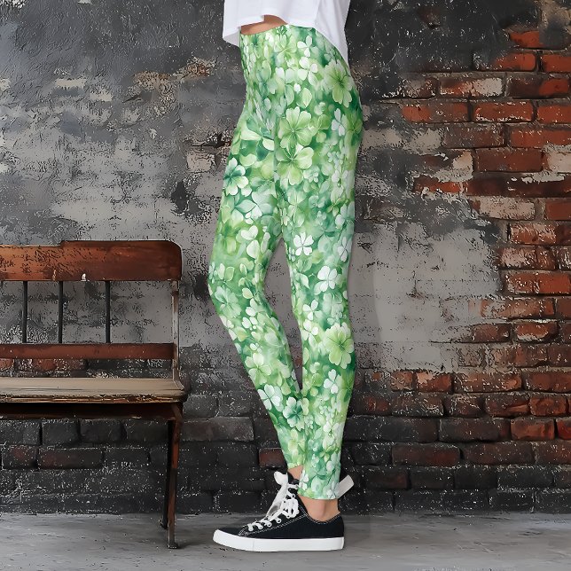 Grönt St. Patrick's Day Shamrock and Klöver Leggings (Green Shamrock St. Patrick's Day Leggings)