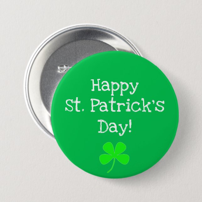 Grönt St. Patricks Day Shamrock Irish Button Knapp (Framsida & baksida)