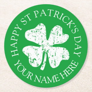 Grönt st patrick's daypartyunderlägg med underlägg papper rund