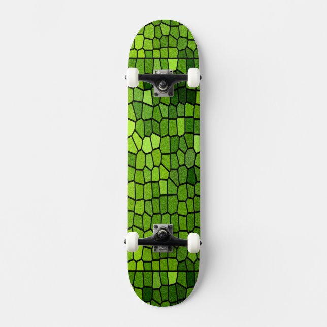 Grönt Stain Glass Design Skateboard Bräda 20 Cm (Framsida)