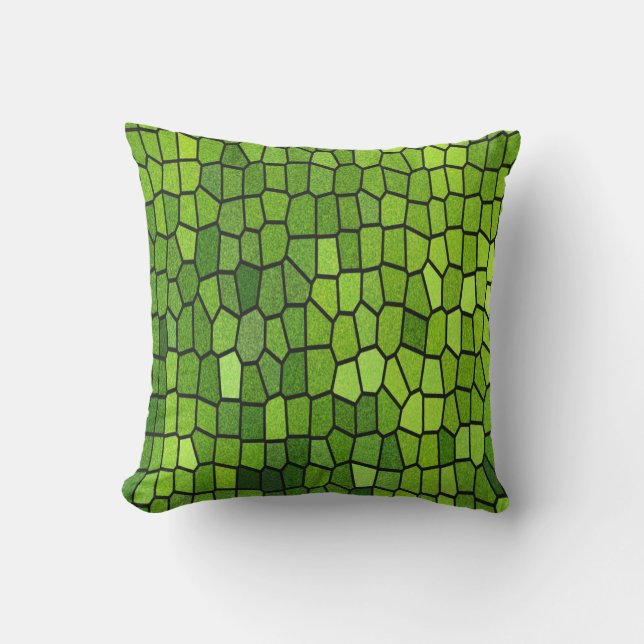 Grönt Stain Glass Mosaic Kudde (Framsida)
