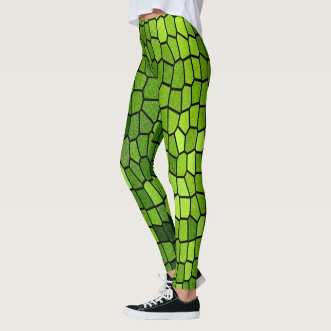 Grönt Stain Glass Mosaic Leggings (Vänster)
