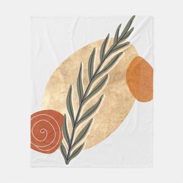 Grönt Stalk Boho Fleecefilt (Framsidan)