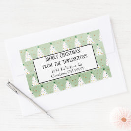 Grönt Star Adress i  Träd i Julafton Rektangulärt Klistermärke