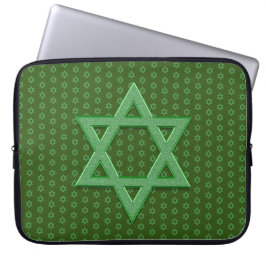 Grönt Star of David Seamless Laptop Fodral