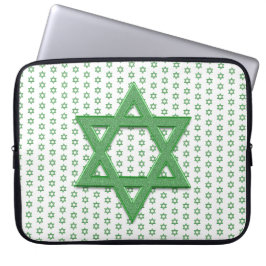 Grönt Star of David Seamless Laptop Fodral