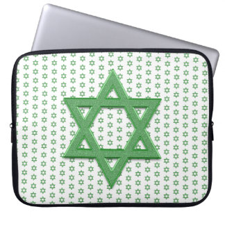 Grönt Star of David Seamless Laptop Fodral