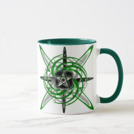 Grönt Star Pentagram Mugg