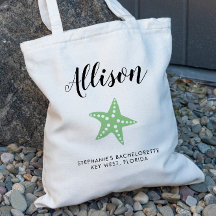 Grönt Starfish Bridesmaid Tote Bag för Bröllop