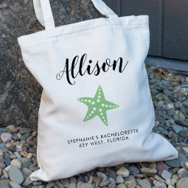 Grönt Starfish Bridesmaid Tote Bag för Bröllop Tygkasse