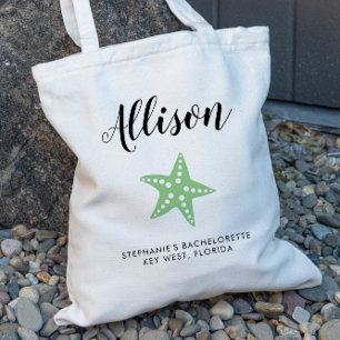 Grönt Starfish Bridesmaid Tote Bag för Bröllop Tygkasse