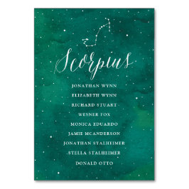 Grönt Stars Celestial Galaxy Scorpius sittplan Bordsnummer