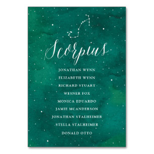 Grönt Stars Celestial Galaxy Scorpius sittplan Bordsnummer