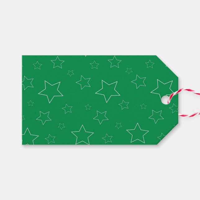 Grönt Stars Gift-Märkre Presentetikett (Framsidan (Horizontal))