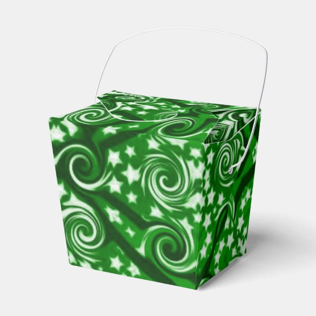 Grönt Stars och Swirls Mönster Ta ut favoritruta Presentaskar (Framsidan Sidan)