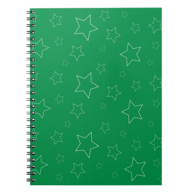 Grönt Stars Spiral fotopatbok för fotnoter Anteckningsbok (Framsidan)