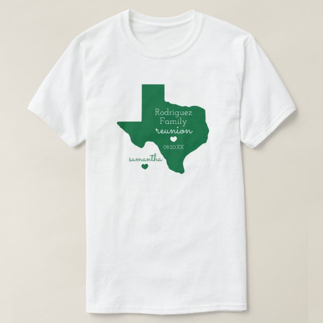 Grönt State of Texas Family Reunion T-Shirt (Design framsida)