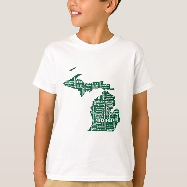 Grönt staten Michigan T Shirt (Framsida)