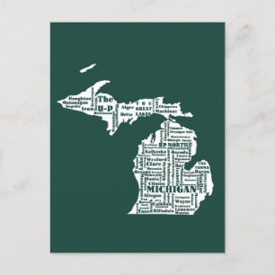Grönt staten Michigan Vykort