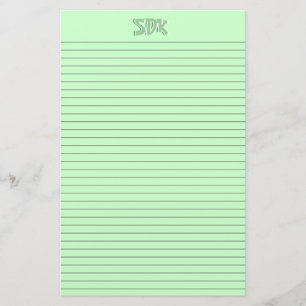 Grönt Stationery Papper Monogram linjer (tillval)