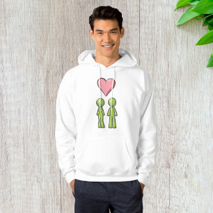 Grönt Stavfigurpar Rosa Hjärta Kärlek Hoodie