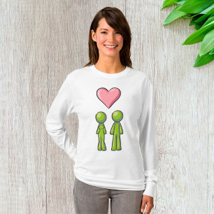 Grönt Stavfigurpar Rosa Hjärta Kärlek T Shirt