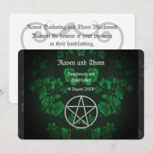 Grönt Ste för extern handfasta/Bröllop Pentacle- Inbjudningar