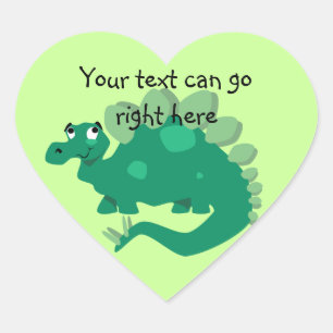 Grönt Stegosaurus Heart Stickers Hjärtformat Klistermärke