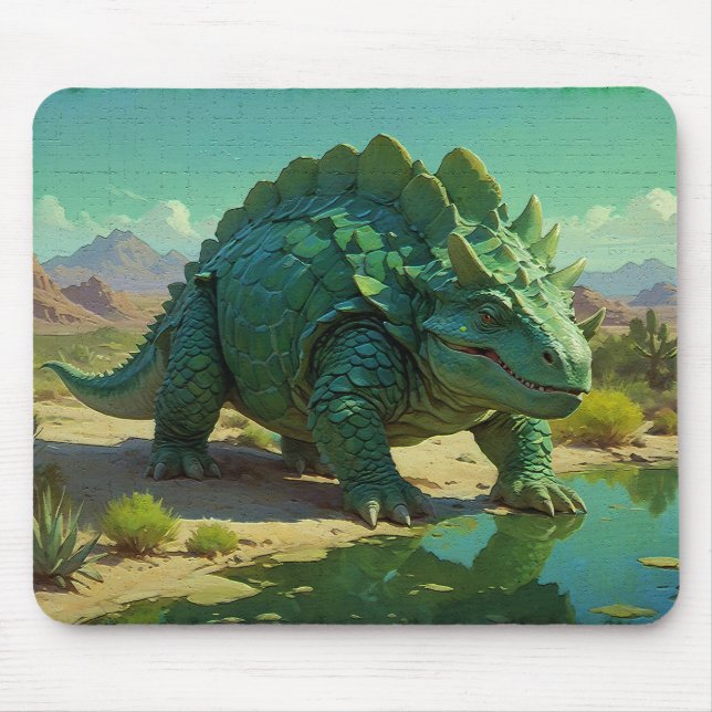 Grönt Stegosaurus och Desert Bassäng Musmatta (Framsidan)