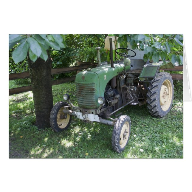 Grönt Steyr-traktor 80A Hälsningskort (Framsidan Horizontal)