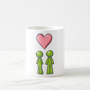 Grönt Stick figur par Rosa Heart Kärlek Kaffemugg